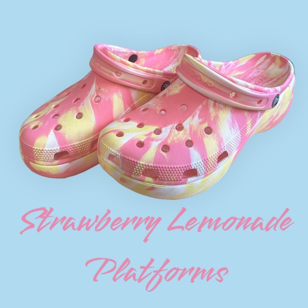 Strawberry Lemonade Platform Crocs | Pink and yellow marbled Crocs 🍓🍋